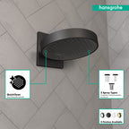 HANSGROHE 26235671 Rainfinity Showerhead 250 3-Jet with Wall Connector Trim, 1.75 GPM - Matte Black