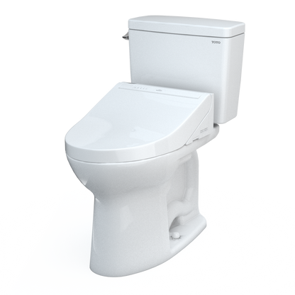 TOTO MW7763084CEFG.10#01 Drake Washlet+ Two-Piece Elongated 1.28 Gpf Universal Height Tornado Flush Toilet With C5 Bidet Seat - Cotton White