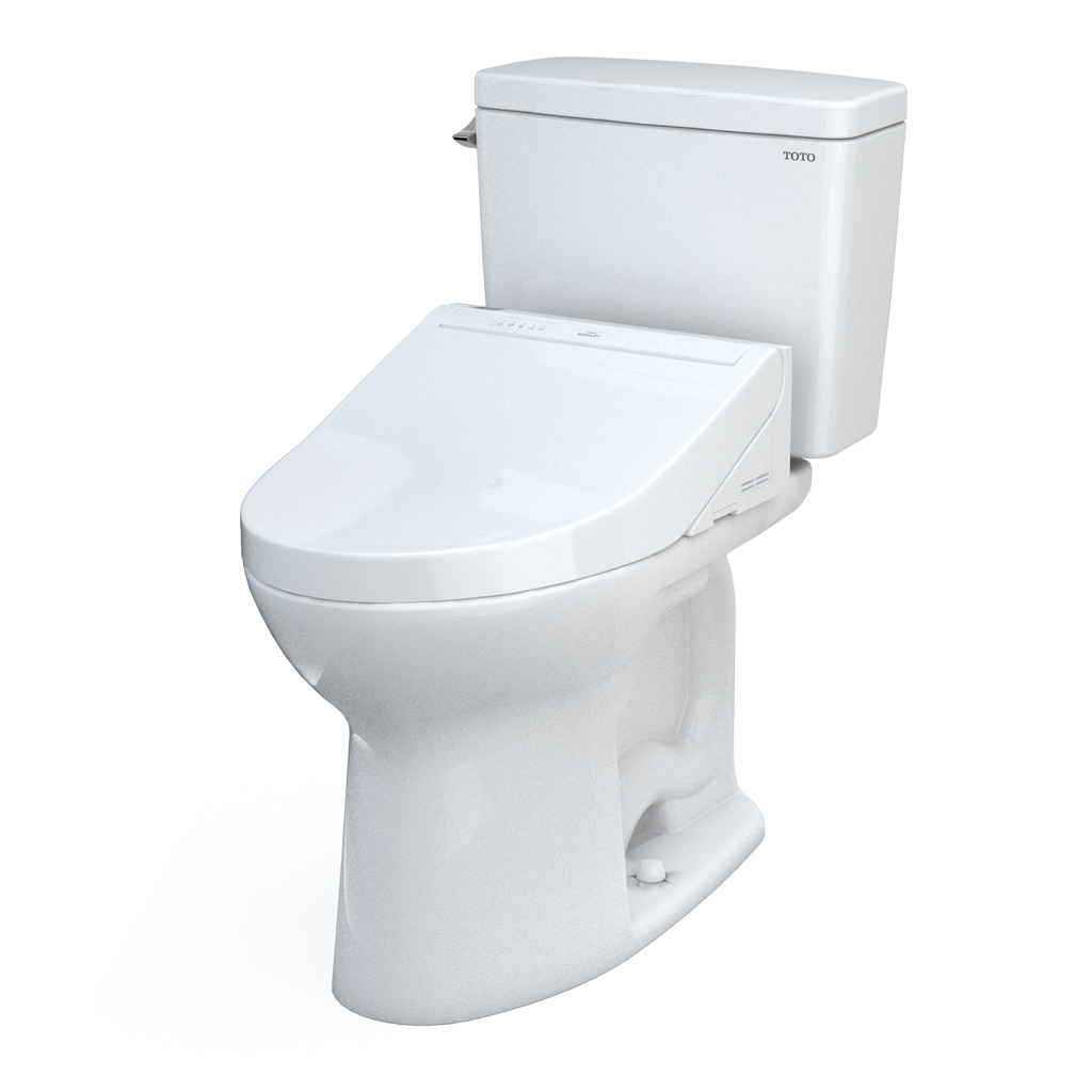 TOTO MW7763084CEFG#01 Drake Washlet+ Two-Piece Elongated 1.28 Gpf Universal Height Tornado Flush Toilet With C5 Bidet Seat - Cotton White