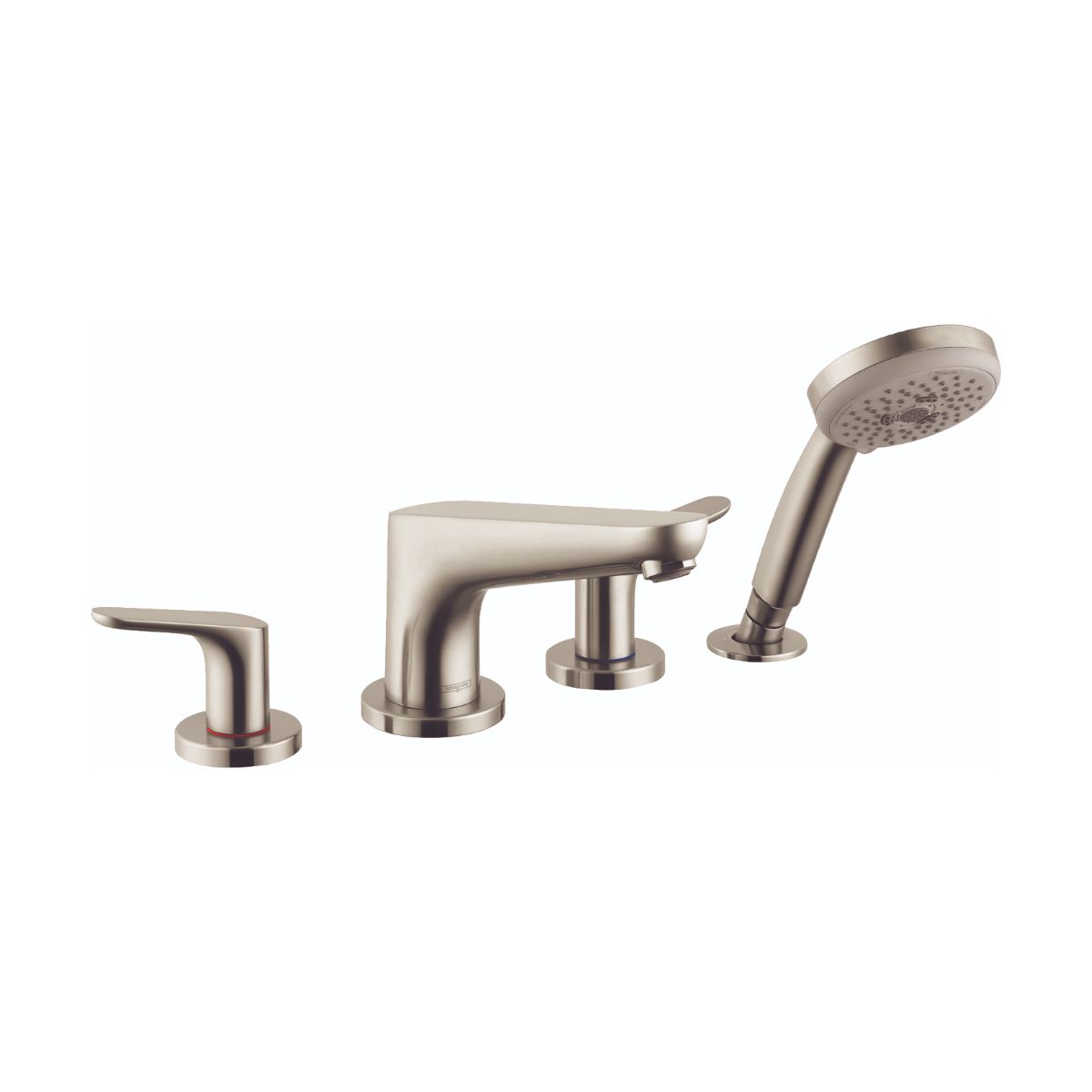 HANSGROHE 04766820 Focus 4-Hole Roman Tub Set Trim with 1.8 GPM Handshower - Brushed Nickel