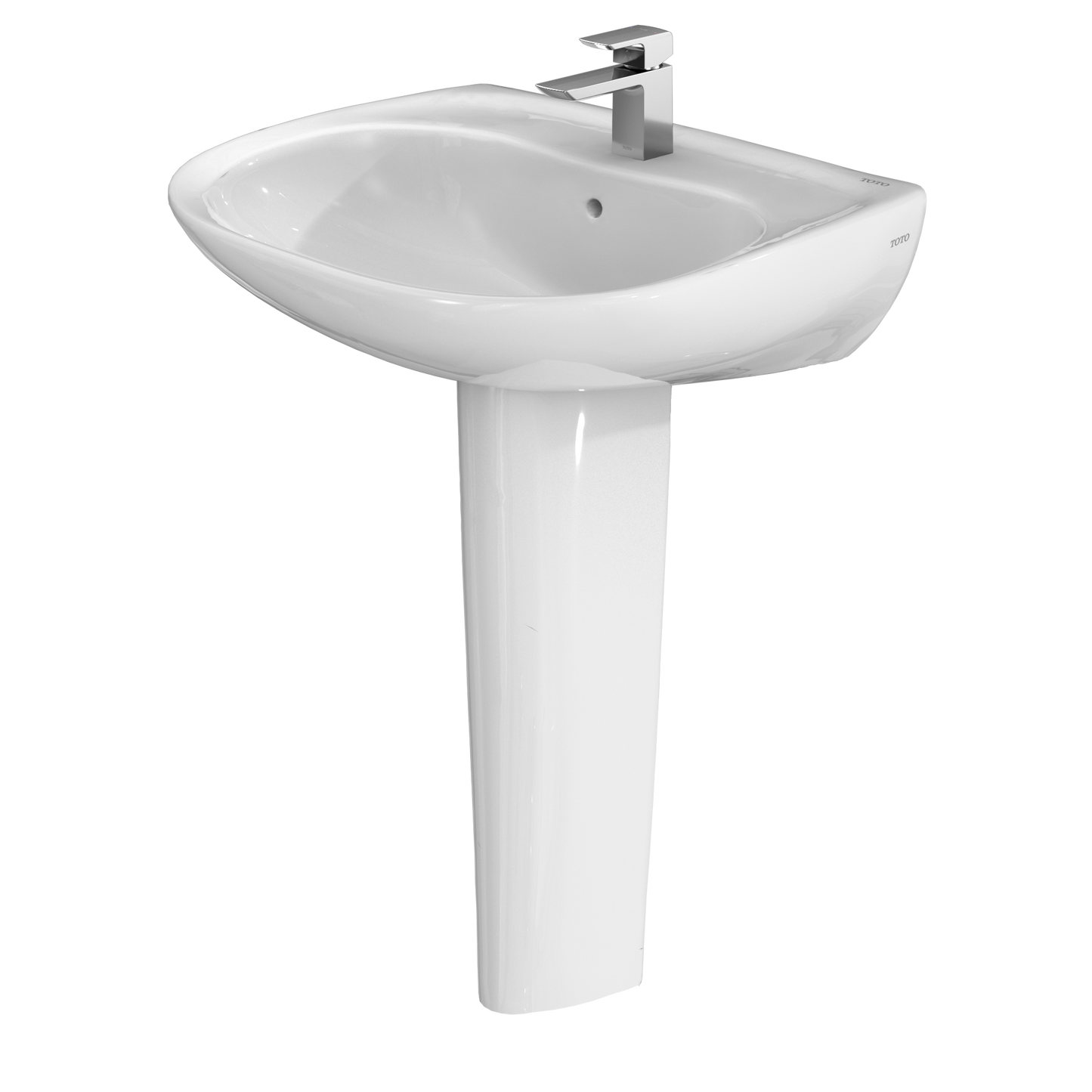 TOTO LPT242G#01 Prominence Oval Basin Pedestal Bathroom Sink With Cefiontect For Single Hole Faucets - Cotton White