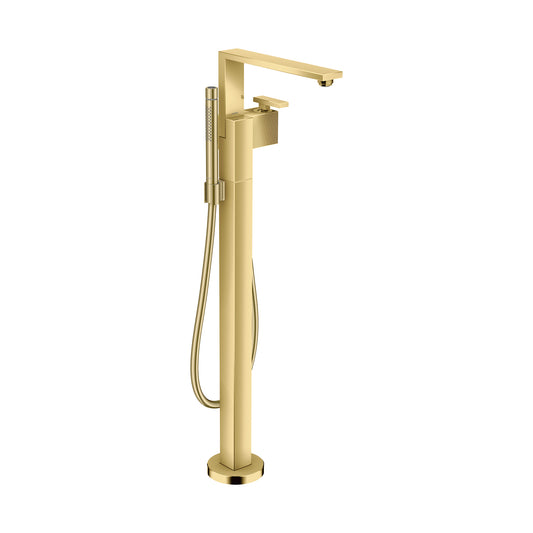 AXOR Edge Freestanding Tub Filler Trim with 1.75 GPM Handshower - Diamond Cut in Polished Gold Optic