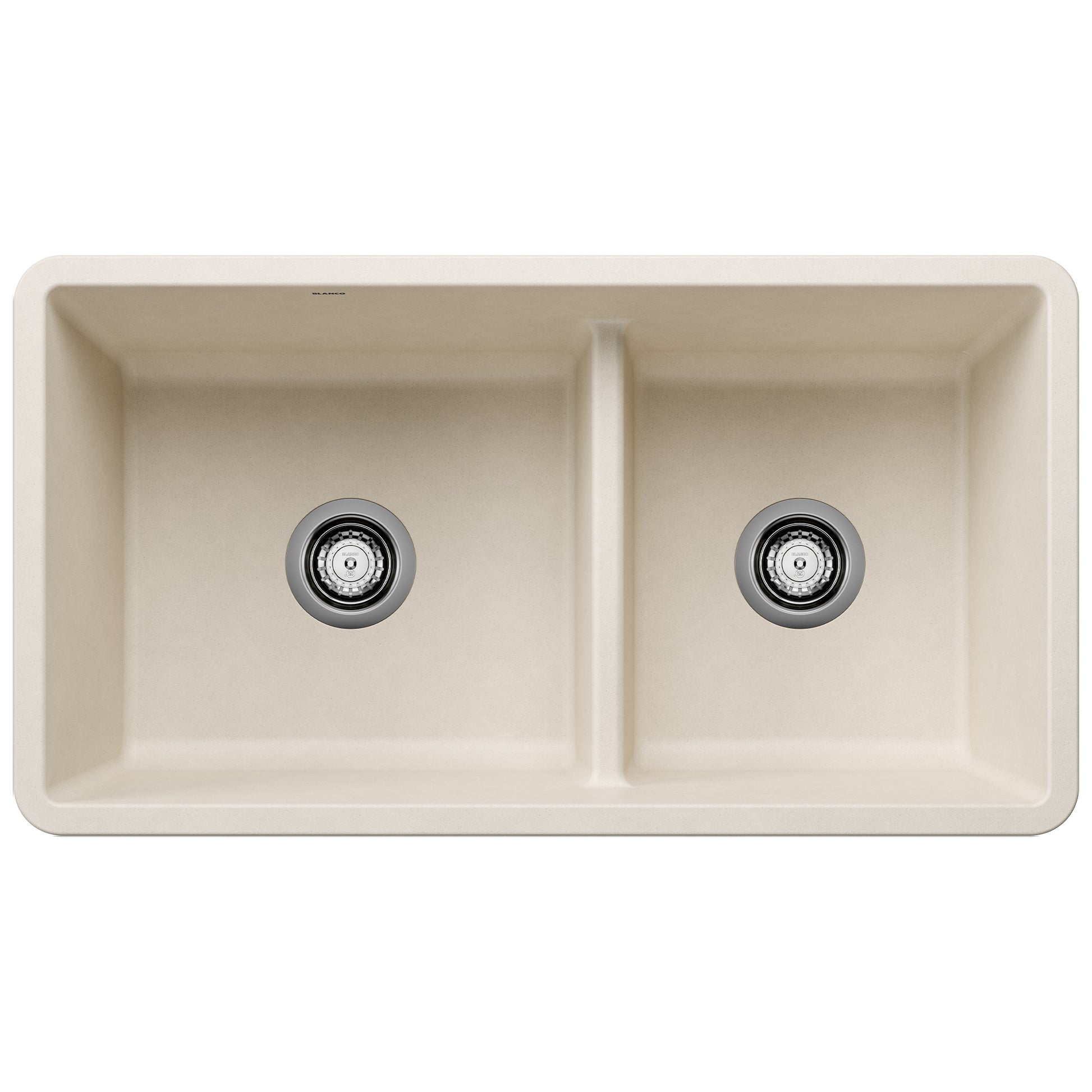 BLANCO 443080 Precis Precis SILGRANIT 33" 60/40 Reversible Double Bowl Undermount Kitchen Sink with Low Divide - Soft White in Soft White