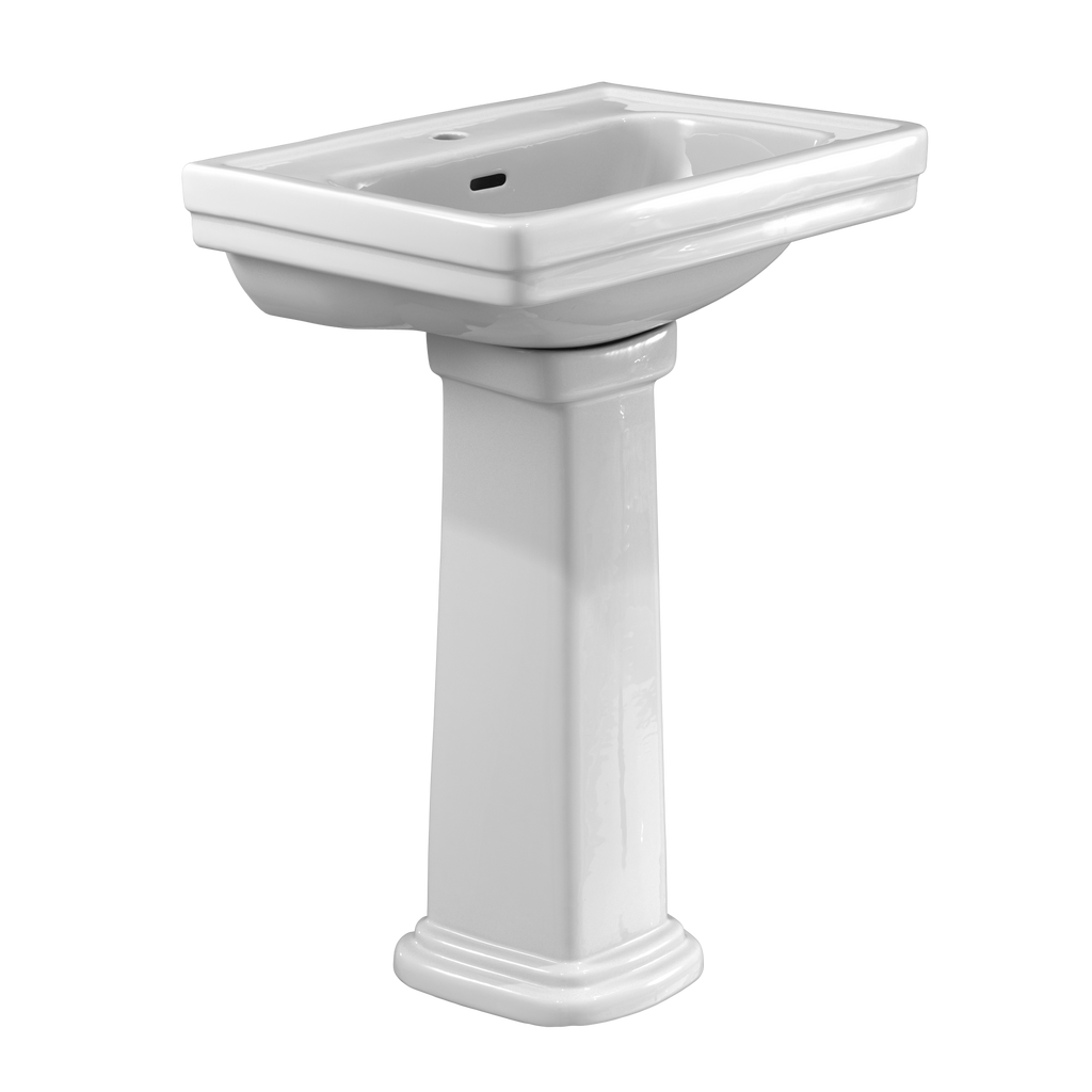 TOTO LPT532N#01 Promenade 24" X 19-1/4" Rectangular Pedestal Bathroom Sink For Single Hole Faucets - Cotton White
