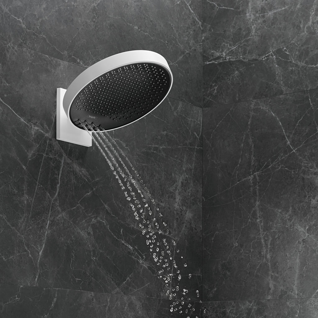 HANSGROHE 04864700 Rainfinity Showerhead 250 3-Jet, 1.75 GPM with RainSelect Thermostatic Trim for 4 Functions - Matte White