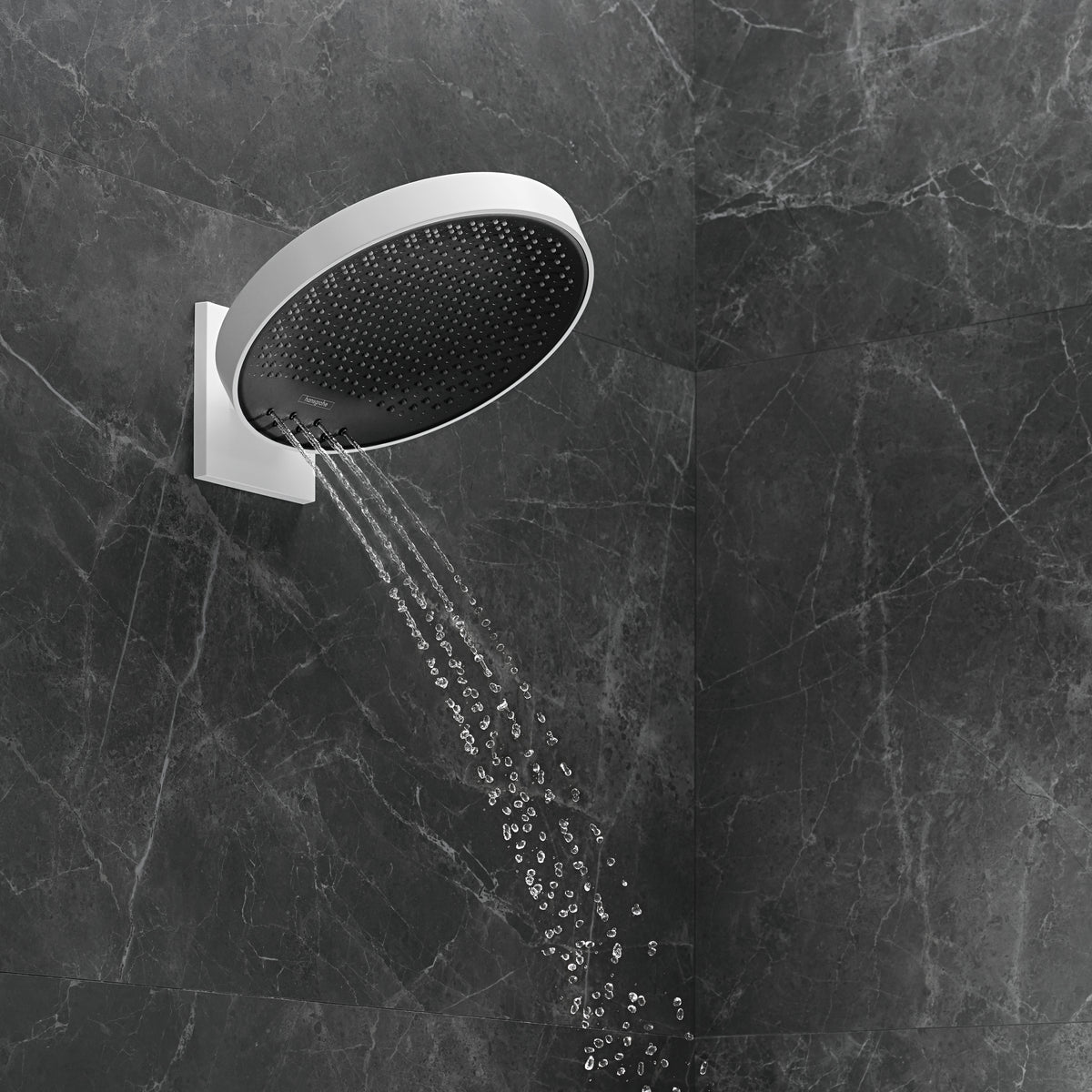 HANSGROHE 04864700 Rainfinity Showerhead 250 3-Jet, 1.75 GPM with RainSelect Thermostatic Trim for 4 Functions - Matte White