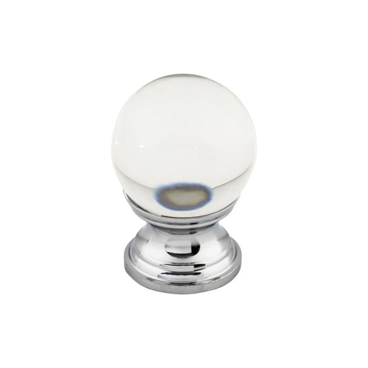 TOP KNOBS TK840PC Clarity Clear Glass 1" Diameter Round Knob , Polished Chrome