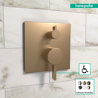 HANSGROHE 15862141 Ecostat Pressure Balance Trim Square with Diverter - Brushed Bronze