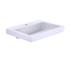 TOTO LT171G#01 Kiwami Renesse Design I Rectangular Fireclay Vessel Bathroom Sink With Cefiontect For Single Hole Faucets - Cotton White
