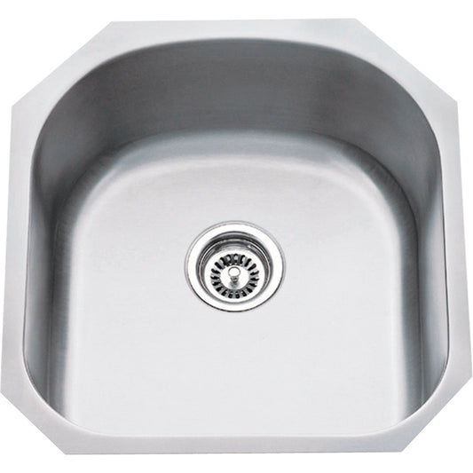 HARDWARE RESOURCES 863 19-3/4" L x 20-1/2" W x 9" D Undermount 18 Gauge Stainless Steel Single Bowl Sink - Stainless Steel
