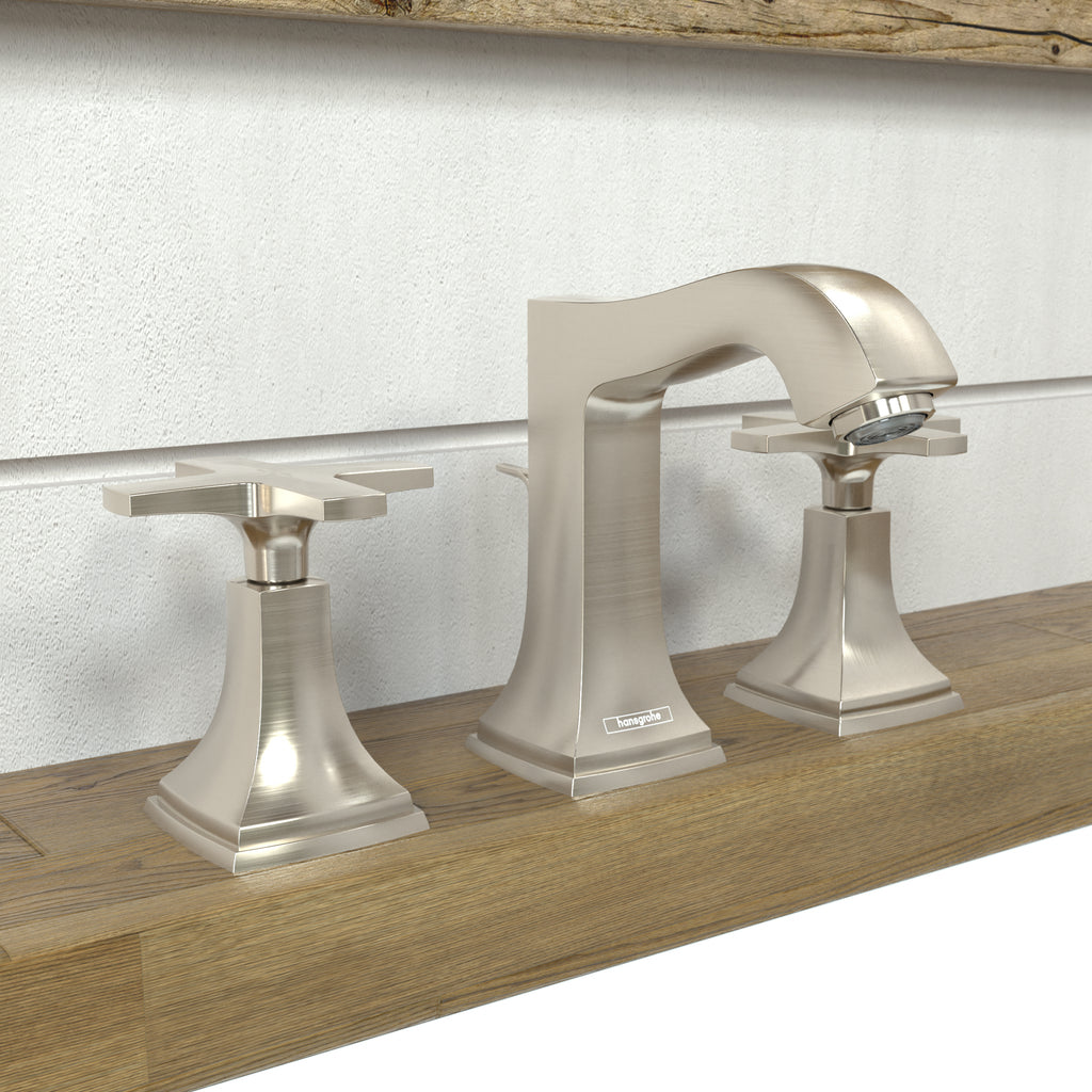 HANSGROHE 31306821 Metropol Classic Widespread Faucet 110 with Cross Handles and Pop-Up Drain, 1.2 GPM - Brushed Nickel
