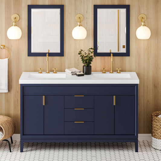 JEFFREY ALEXANDER VKITTHE60BLRER Theodora 60" Double Bathroom Vanity Set - Hale Blue