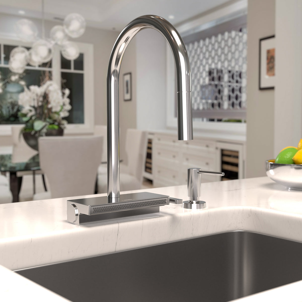 HANSGROHE 73831001 Aquno Select HighArc Kitchen Faucet, 3-Spray Pull-Down with sBox, 1.75 GPM - Chrome