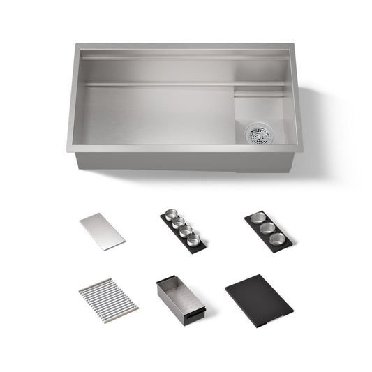 KOHLER 37908-PAP-NA Synthos 33-3/4" undermount single-bowl workstation kitchen sink  -  Stainless Steel