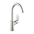 HANSGROHE 71130821 Logis Single-Hole Faucet 210 with Swivel Spout and Pop-Up Drain, 1.2 GPM - Brushed Nickel