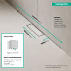 HANSGROHE 56221001 RainDrain Minimalistic Complete Set 2", 35 1/4" Trim and Installation Set - Brushed Stainless Steel