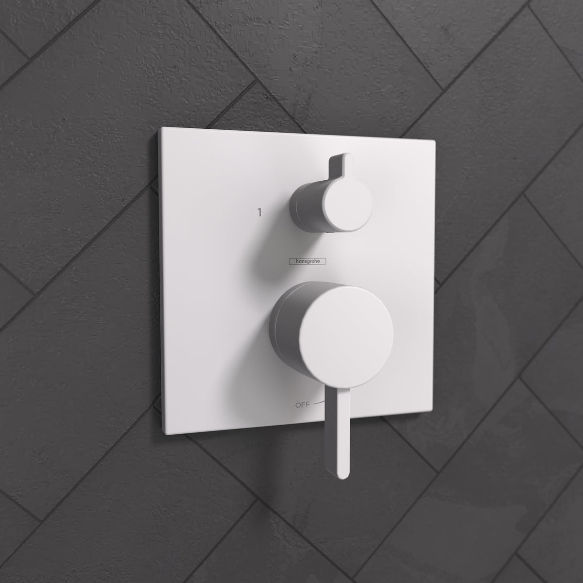 HANSGROHE 15862701 Ecostat Pressure Balance Trim Square with Diverter - Matte White