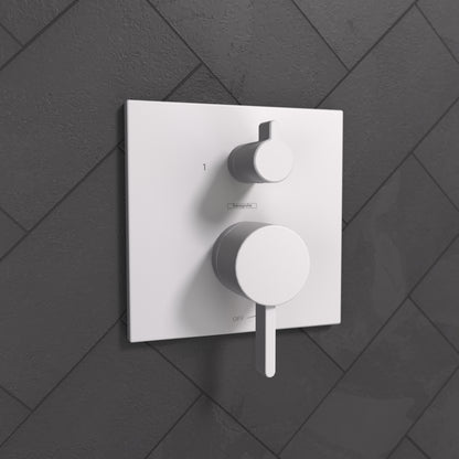 HANSGROHE 15862701 Ecostat Pressure Balance Trim Square with Diverter - Matte White