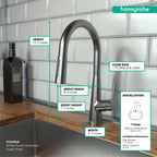 HANSGROHE 72813341 Talis S HighArc Kitchen Faucet, 2-Spray Pull-Down, 1.75 GPM - Brushed Black Chrome