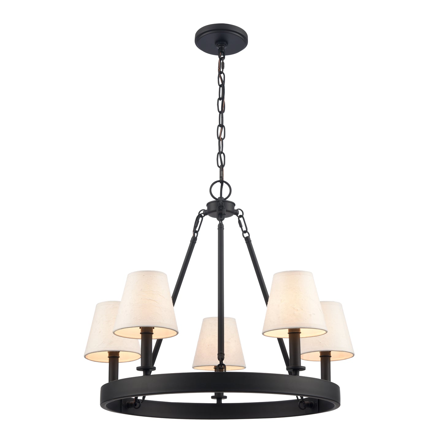 ELK SHOWROOM EC89766/5 Rydell 24.5'' Wide 5-Light Chandelier - Matte Black and Parchment