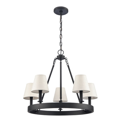 ELK SHOWROOM EC89766/5 Rydell 24.5'' Wide 5-Light Chandelier - Matte Black and Parchment