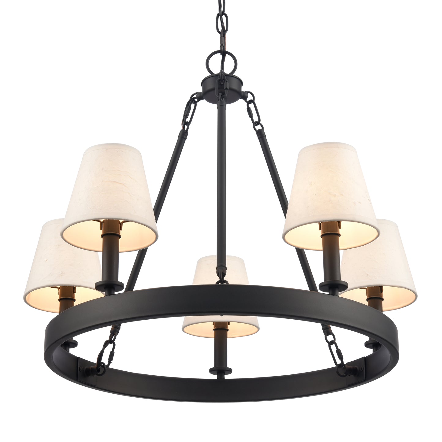 ELK SHOWROOM EC89766/5 Rydell 24.5'' Wide 5-Light Chandelier - Matte Black and Parchment