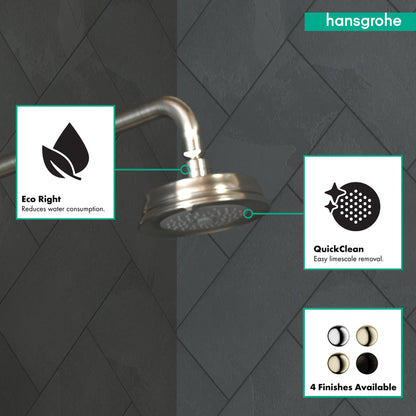 HANSGROHE 04070820 Croma 100 Classic Showerhead 3-Jet, 2.5 GPM - Brushed Nickel