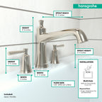 HANSGROHE 04776830 Joleena 3-Hole Roman Tub Set Trim - Polished Nickel