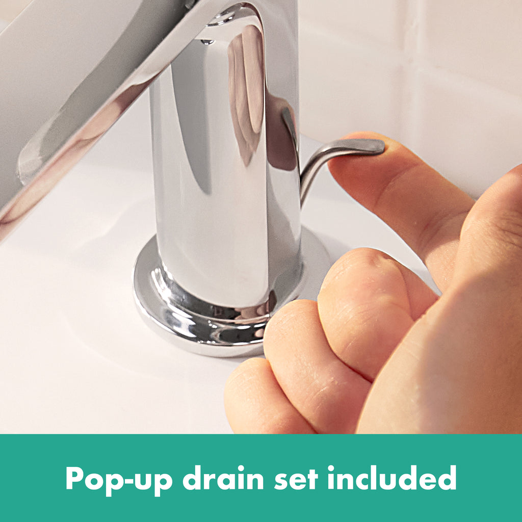 HANSGROHE 72557001 Rebris E Single-Hole Faucet 110 with Pop-Up Drain, 1.2 GPM - Chrome