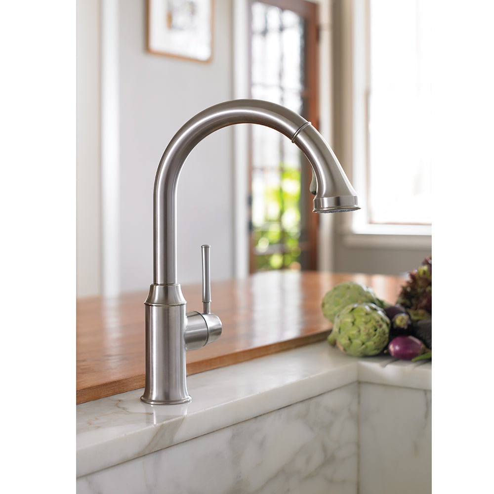 HANSGROHE 04215800 Talis C HighArc Kitchen Faucet, 2-Spray Pull-Down, 1.75 GPM - Stainless Steel Optic
