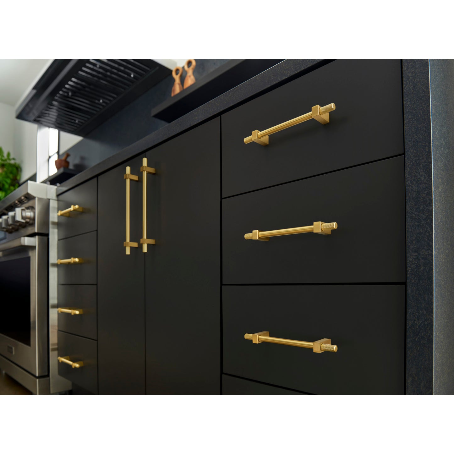 JEFFREY ALEXANDER 698-305BG Larkin Knurled Ends 305 mm Center-to-Center Bar Pull - Brushed Gold