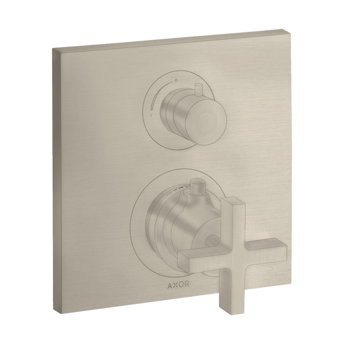 AXOR 39705821 Citterio Thermostatic Trim with Volume Control- Cross Handle - Brushed Nickel