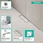 HANSGROHE 56221001 RainDrain Minimalistic Complete Set 2", 35 1/4" Trim and Installation Set - Brushed Stainless Steel