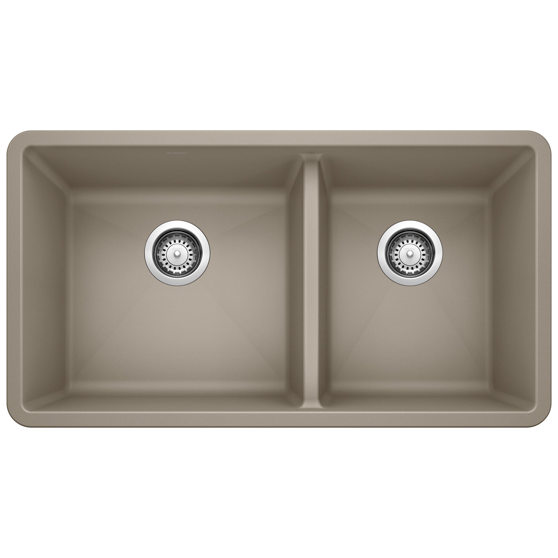 BLANCO 441296 Precis Precis SILGRANIT 33" 60/40 Double Bowl Undermount Kitchen Sink - Truffle in Truffle