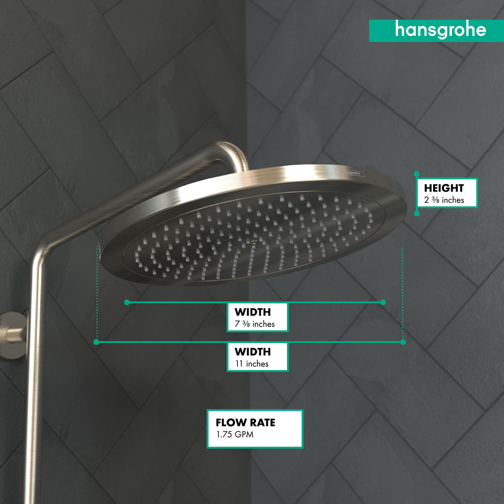 HANSGROHE 26217821 Croma Showerhead 280 1-Jet, 1.75 GPM - Brushed Nickel