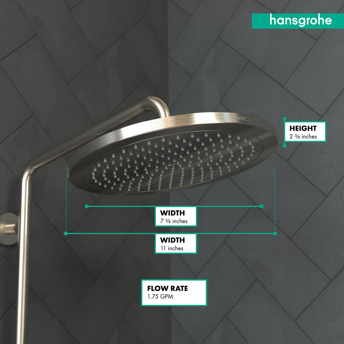 HANSGROHE 26217821 Croma Showerhead 280 1-Jet, 1.75 GPM - Brushed Nickel