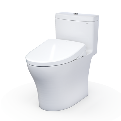TOTO MW6464726CEMFGNA#01 Washlet+ Aquia Iv One-Piece Elongated Dual Flush 1.28 And 0.9 Gpf Toilet With Auto Flush S7 Contemporary Bidet Seat - Cotton White