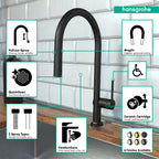 HANSGROHE 72800671 Talis N HighArc Kitchen Faucet, O-Style 2-Spray Pull-Down, 1.75 GPM - Matte Black