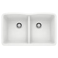 BLANCO 440185 Diamond Diamond SILGRANIT 32" 50/50 Double Bowl Undermount Kitchen Sink - White in White