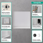 HANSGROHE 56079700 XtraStoris Minimalistic Wall Niche with Open Frame 12"x 12"x 5.5" - Matte White