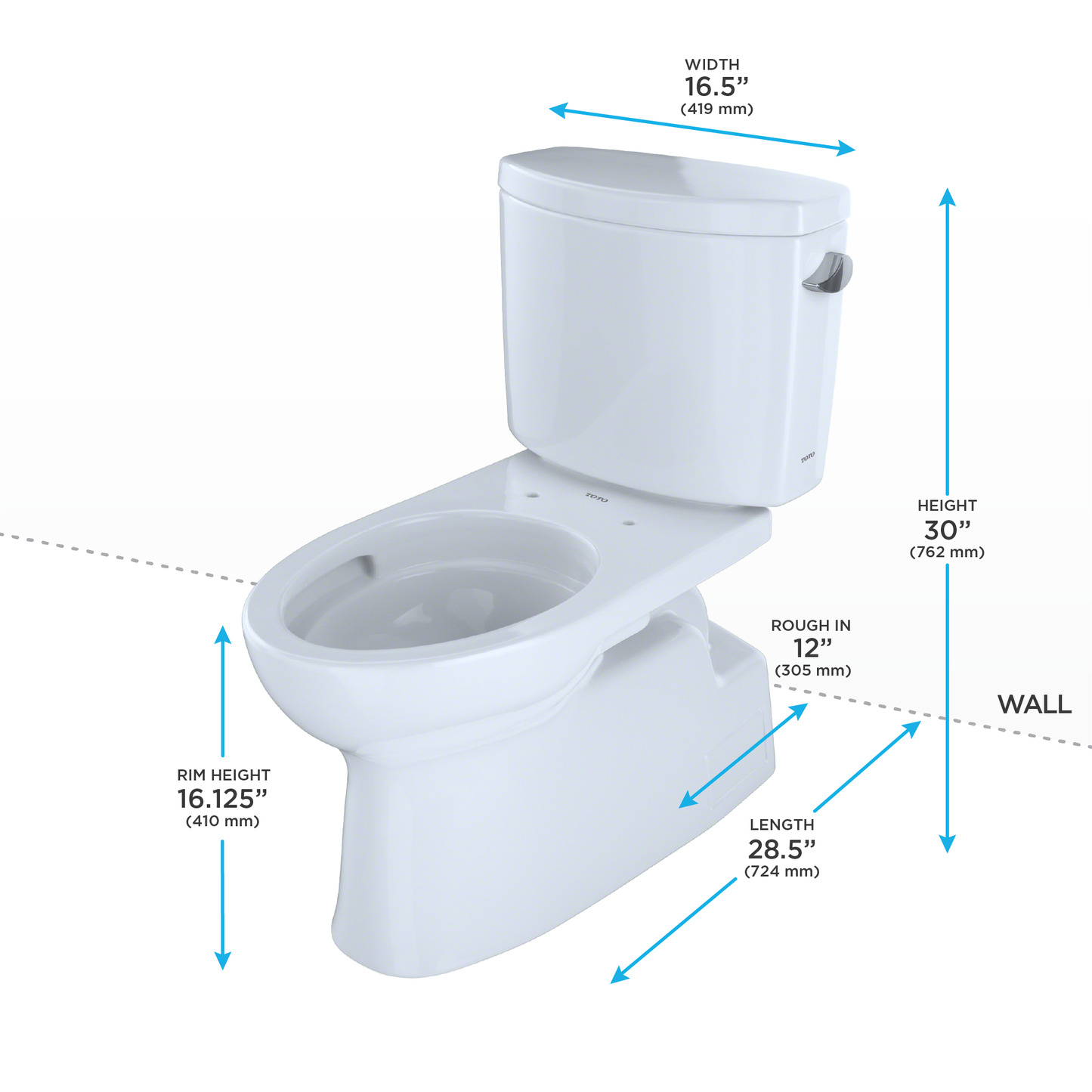 TOTO CST474CEFRG#01 Vespin II Two-Piece Elongated 1.28 GPF Universal Height Skirted Toilet with CEFIONTECT and Right-Hand Trip Lever , Cotton White