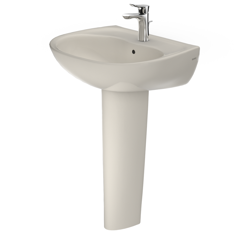 TOTO LPT241G#12 Supreme Oval Basin Pedestal Bathroom Sink With Cefiontect For Single Hole Faucets - Sedona Beige