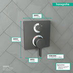 HANSGROHE 15712341 Ecostat Thermostatic Trim with Volume Control - Brushed Black Chrome