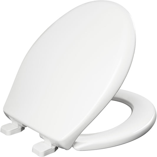 Bemis Kennan Round Plastic Toilet Seat in White with STA-TITE Seat Fastening System, Whisper•Close Hinge and Super Grip Bumpers