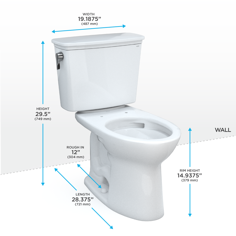 TOTO CST786CEG#11 Drake Transitional Two-Piece Elongated 1.28 GPF TORNADO FLUSH Toilet with CEFIONTECT , Colonial White