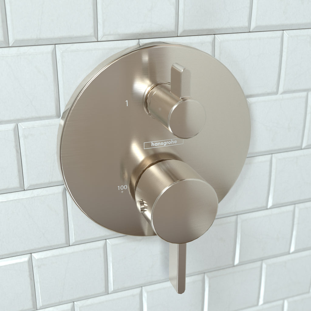 HANSGROHE 04231820 Ecostat Thermostatic Trim S with Volume Control and Diverter - Brushed Nickel