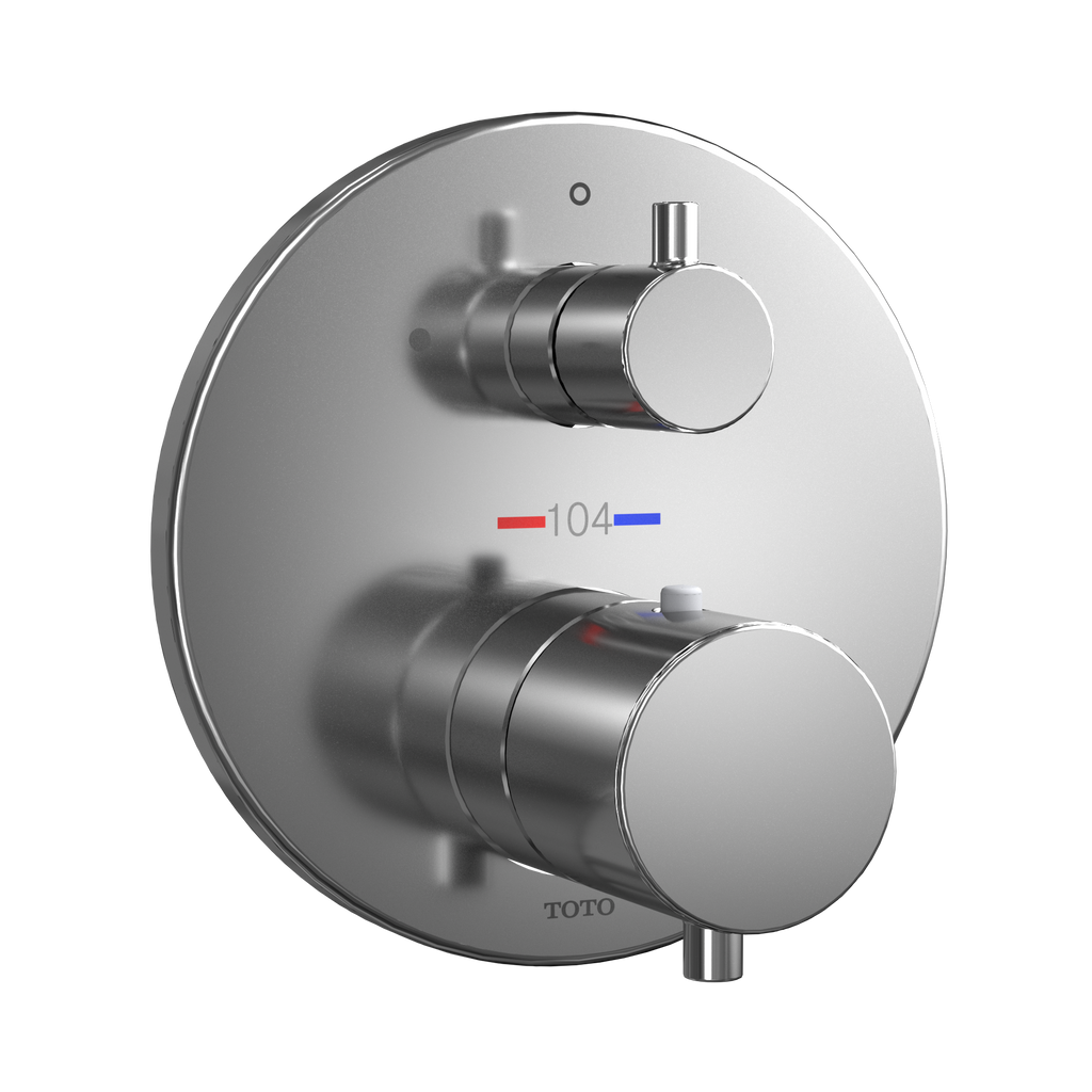 TOTO TBV01407U#CP Round Thermostatic Mixing Valve With Volume Control Shower Trim - Polished Chrome