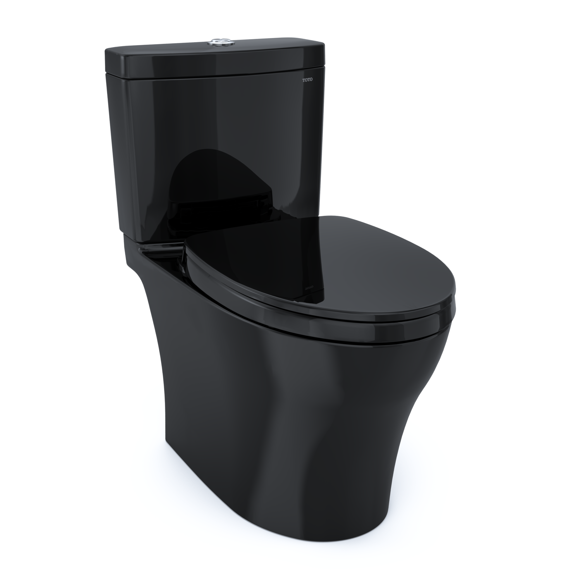 TOTO MS446124CEMFN#51 Aquia Iv Two-Piece Elongated Dual Flush 1.28 And 0.9 Gpf Universal Height Toilet - Ebony