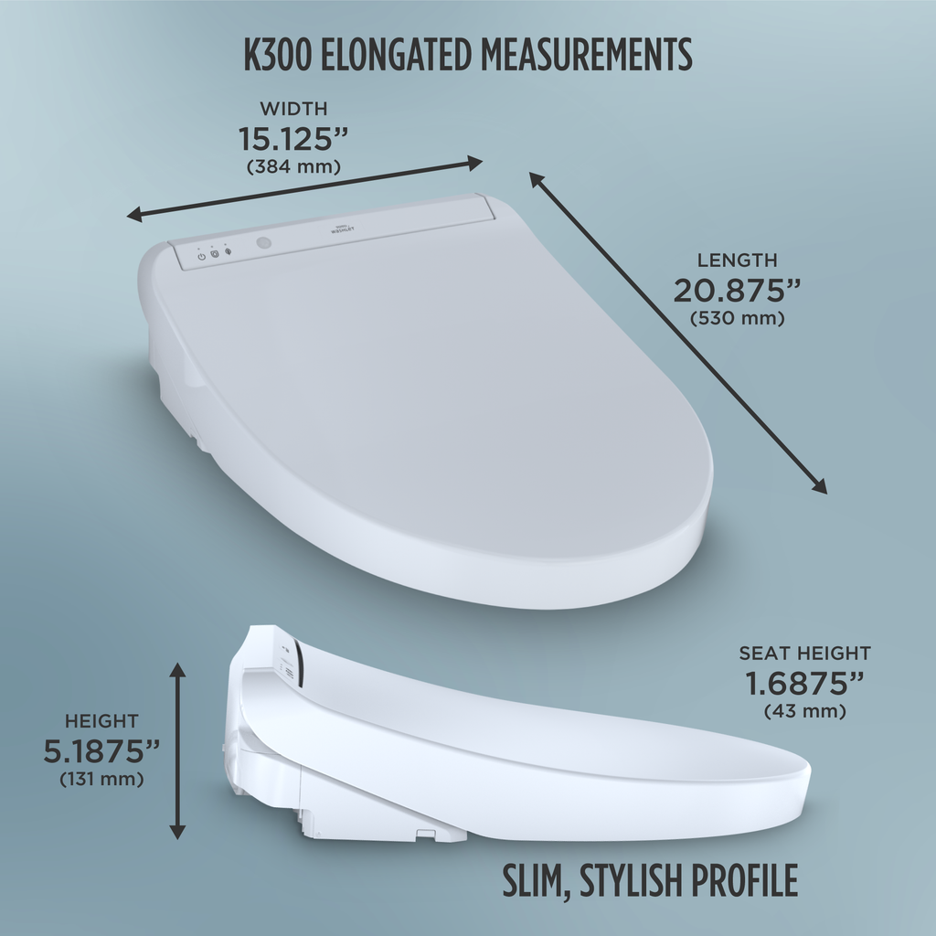 TOTO SW3036R#01 Washlet K300 Electronic Bidet Toilet Seat With Instantaneous Water Heating - Cotton White