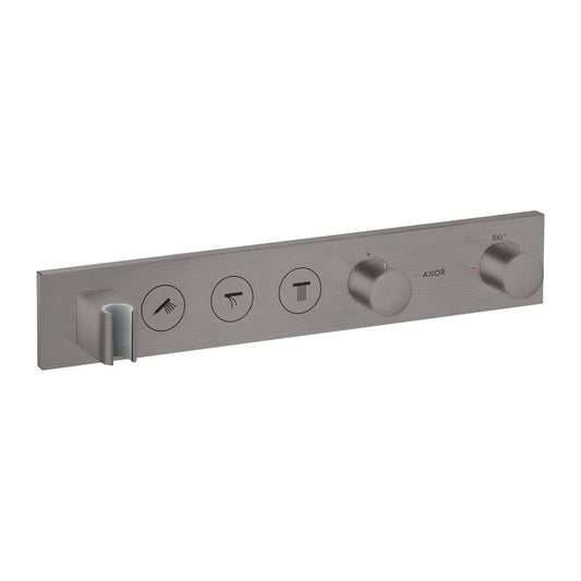 AXOR ShowerSolutions Thermostatic Module Trim Select for 3 Functions in Brushed Black Chrome